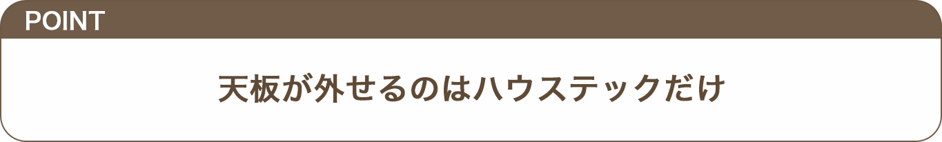 天板が外せるのはハウステックだけのテロップ画像